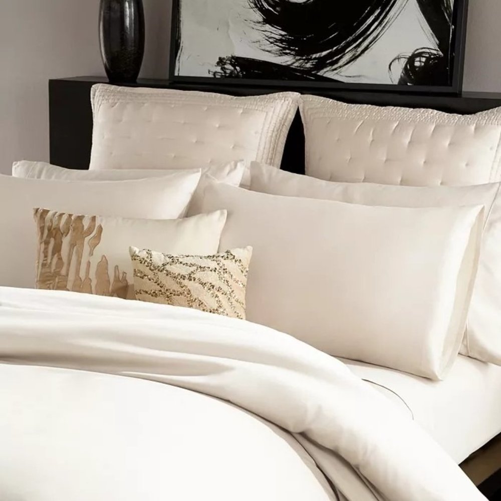DONNA KARAN Silk Indulgence Duvet Cover Collection in Ivory Full / Queen - NEW - Picture 2 of 5